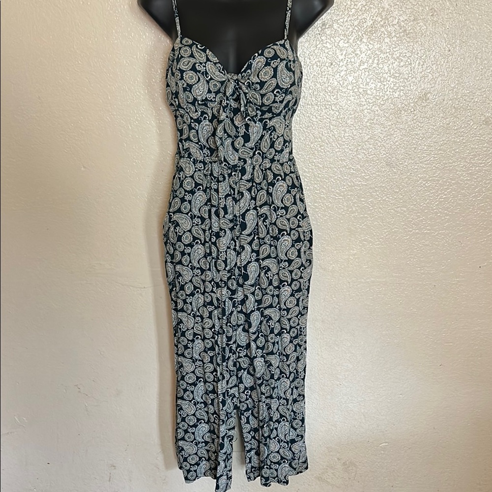 Green and White Paisley Jumpsuit